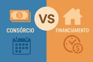 diferenças entre consorcio e financiamento Ilustração comparativa entre consórcio e financiamento, destacando seus principais conceitos