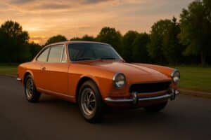 Seguro de Carros Antigos. Carro antigo estacionado ao pôr do sol com seguro especializado