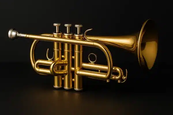 TrompetePartes do trompete piston em destaque com iluminação suave