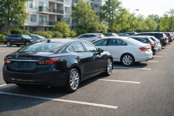 seguro automático via GPS em 2026 com carros estacionados em área residencial monitorados por tecnologia de rastreamento