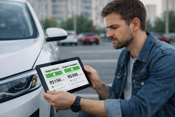 Comparação entre seguro de carro barato e seguro completo em 2026