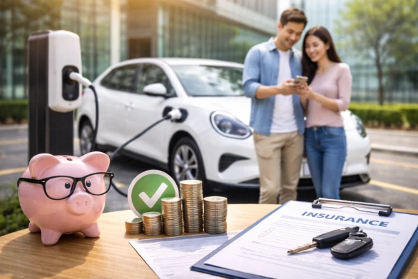 Carro elétrico sendo avaliado para seguro de carro elétrico em 2026