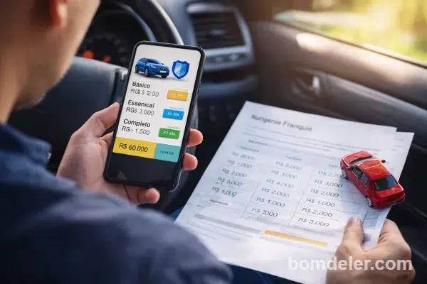 como calcular franquia do seguro auto comparando valores no celular