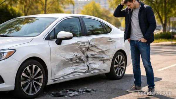 quanto custa bater carro sem seguro em 2026 com carro novo amassado na lateral e dono preocupado