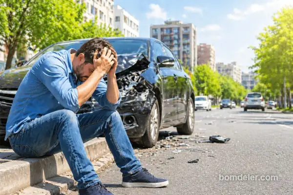 quanto custa ficar sem seguro em 2026 motorista preocupado após acidente de carro em rua movimentada