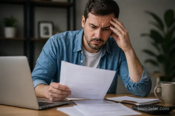 homem preocupado analisando documentos após seguro negado em 2026 por erro na contratação