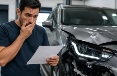 motorista assustado com orçamento de peças automotivas mais caras em 2026 após batida leve