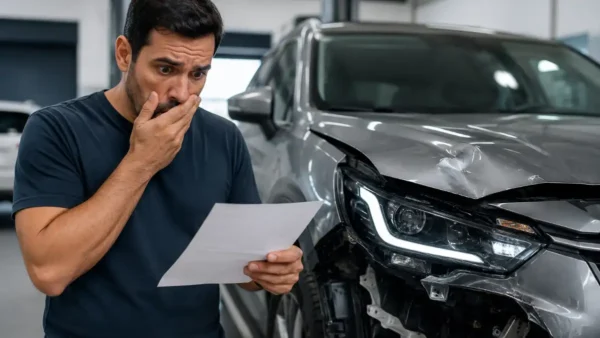 motorista assustado com orçamento de peças automotivas mais caras em 2026 após batida leve