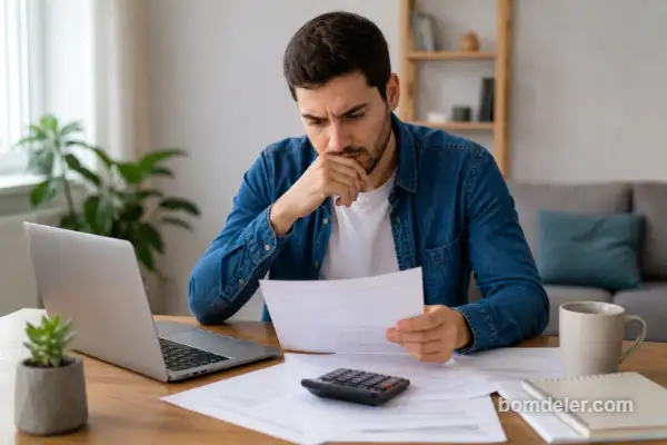 homem analisando contas e dívidas tomando decisão financeira quanto custa ficar negativado em 2026