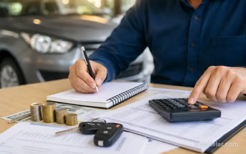 Como calcular o custo real do seu carro em 2026 com motorista calculando todas as despesas do veículo