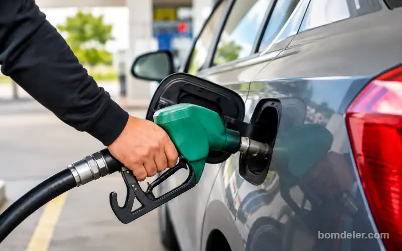 Pessoa abastecendo um carro em um posto de combustível para economizar combustível em 2026.