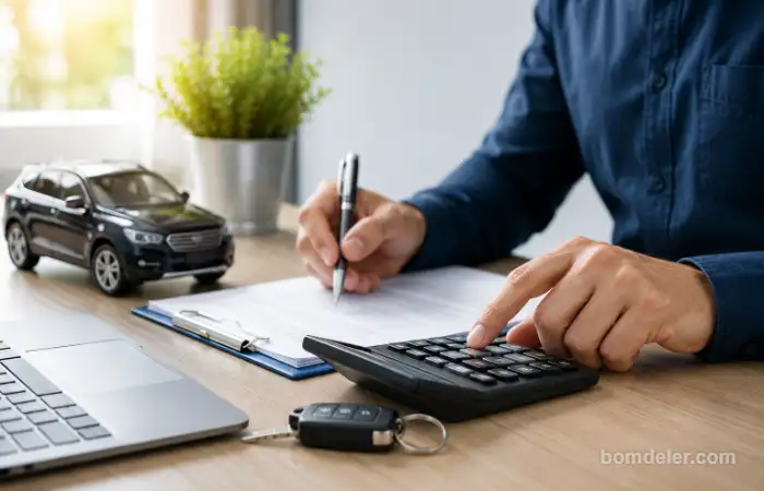 Pessoa calculando o valor do seguro para carro blindado para economizar na contratação da apólice.
