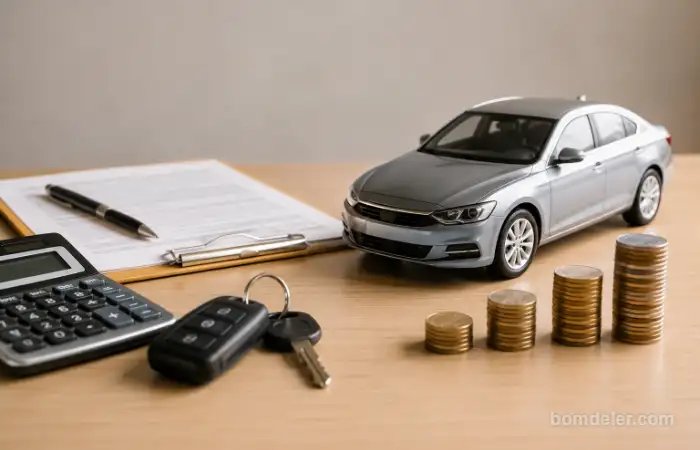 seguro para carro financiado com veículo, contrato e planejamento financeiro.