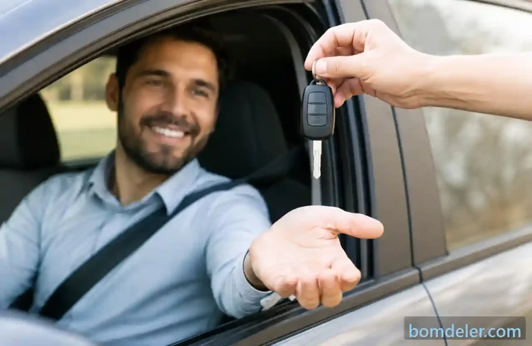 Move Brasil para motorista de aplicativo com motorista recebendo chave de carro